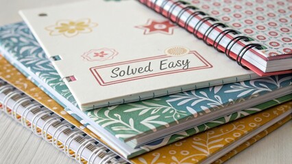 Stylish and Colorful Notebooks Stacked on a Light Wooden Surface