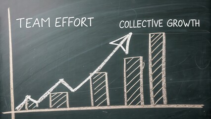 Team Effort Concept Illustrating Collective Growth on Chalkboard