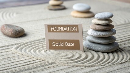 Tranquil Zen Garden Scene with Stones and Foundation Concept