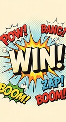 Comic Book Style WIN Illustration for Success and Victory.