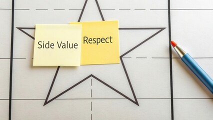 Sticky Notes on Star Shape for Value and Respect Concepts