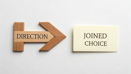 Wooden Arrow Sign Indicating Direction with Joined Choice Sign