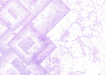 Obraz premium Violet minimal linear squares grunge abstract geometric background. Vintage ornament vector design