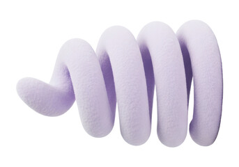 A Whimsical Cartoon Spring with a Purple Furry Texture, Cut Out, Clipping Path, Isolated on a Transparent PNG Background.