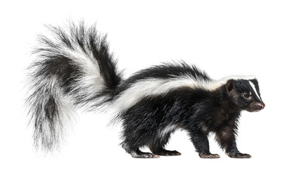 Obraz premium A skunk with a bushy tail isolated on transparent background