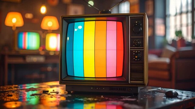 Vintage television displaying colors