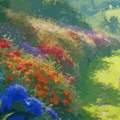 Naklejka premium Various oil paintings, flowers, roses, peonies, small streams, scenic mountains, chrysanthemums, lakes, waterfalls, forests