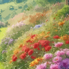 Various oil paintings, flowers, roses, peonies, small streams, scenic mountains, chrysanthemums, lakes, waterfalls, forests