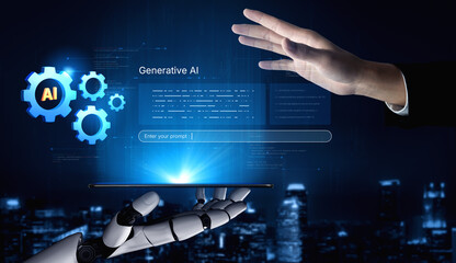 A generative AI assistant displays its own enterprise platform. This technology demonstrates its machine learning capabilities for business automation and intelligent data processing. Fermion