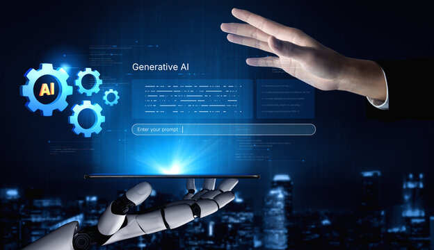 A generative AI assistant displays its own enterprise platform. This technology demonstrates its machine learning capabilities for business automation and intelligent data processing. Fermion