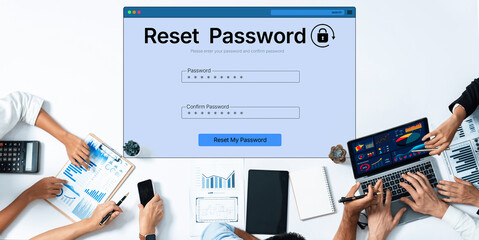 A web browser interface for the password reset function. This form allows a user to recover their account by entering and confirming a new, secure password for access. Fermion