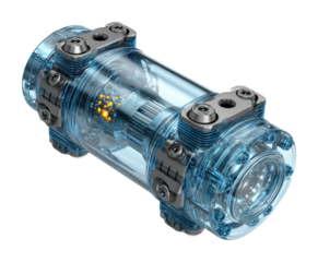 Innovative mechanical component industrial rendered design isolated on transparent background