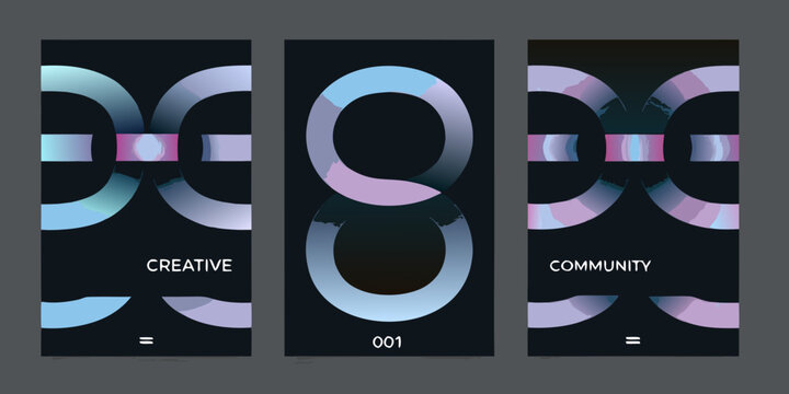 Abstract geometric shapes in gradient colors with text for creative and community themes