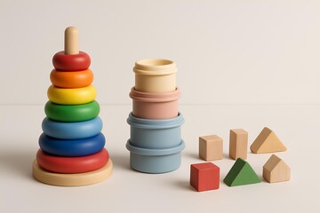 Inspire learning with colorful stacking toys, perfect for early childhood development and creative play, add a touch of fun and education to any playroom