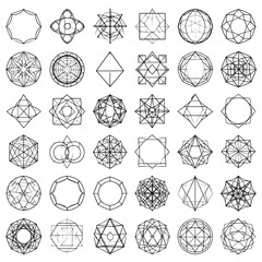 Fototapeta premium Geometric black and white shapes arranged in a grid