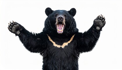 威嚇する危険なツキノワグマ：クマ被害