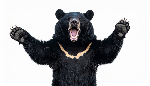 威嚇する危険なツキノワグマ：クマ被害