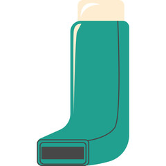 Teal Blue Inhaler With White Cap Medical Device For Asthma Treatment And Breathing Problems Against A Transparent Background