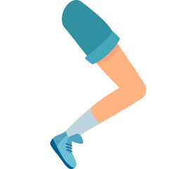 Teenage Boy Character Constructor With Teal Shorts White Socks and Blue Sneakers On Transparent Background