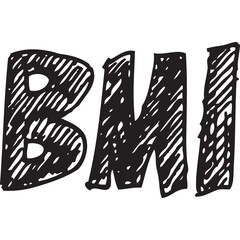 Hand Drawn Style Text Graphic B M I With Transparent Background Outline Style Art