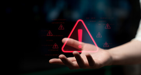 Cybersecurity alert warning showing red cyber for data breach, network threat, and cyber security system vulnerability with emphasis on security risk, caution, digital protection Latch