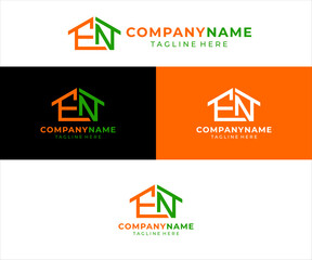 The logo design combines the letters en and house, using orange and green colors.