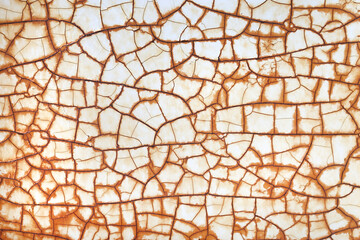 Pattern of colored  on broken, rusted metal or abstract background with rusted metal plates in shades of brown and ochre