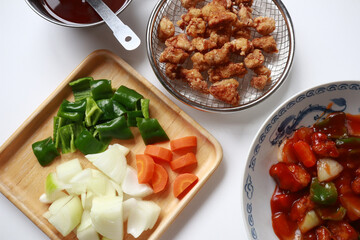 酢豚と食材