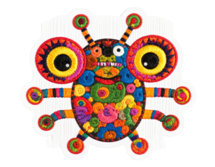 Colorful Huichol Art Bug with Intricate Beadwork and Vibrant Design.