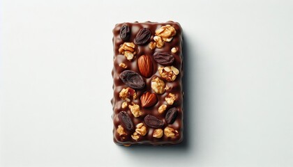 Obraz premium Square chocolate granola bars on a white background