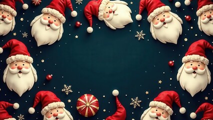 Joyful holiday characters surround a festive dark background with scattered sparkling stars and ornaments, creating a celebratory scene