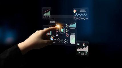 A data analytics interface for visualizing business performance metrics. A collection of charts and graphs for strategic reporting and company analysis. Motif