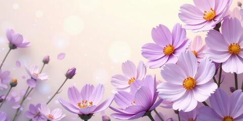 Delicate pastel blossoms with soft light and floating petals create an ethereal and peaceful floral composition