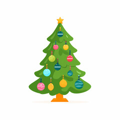 Fototapeta premium A festive Christmas tree adorned with colorful ornaments The tree is topped with a bright star Ideal for the holiday season celebrations