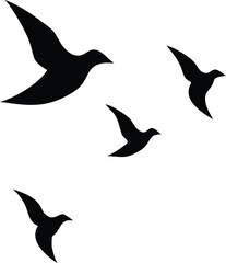 Black vector bird silhouettes set flying nature illustration