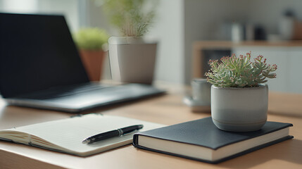 Calm & Styled Home Office Corner | Biophilic Workspace with Greenery | Soft-Focus Productivity Zone with Plants
