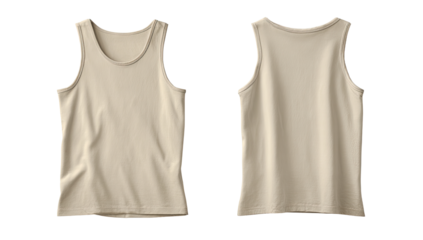 Beige tank top, front and back views