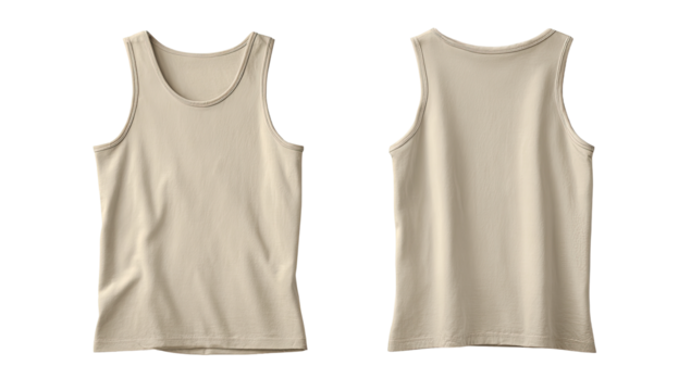 Beige tank top, front and back views