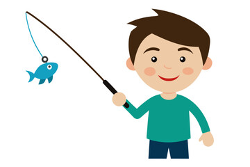 boy fishing on the lake