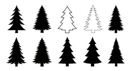 Set of Evergreen Tree Illustrations Forest and Holiday Iconography
