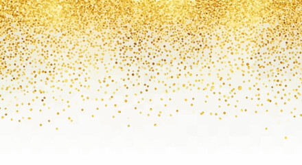 Abstract Festive Background with Golden Glitter Confetti Falling on White Backdrop