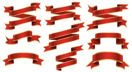 Elegant Set of Red and Gold Decorative Banners for Celebratory Designs