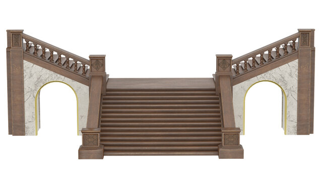 3d rendering wooden stairs