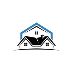 House logo with blue roof outline
