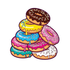 Nine donuts vector stock illustration.eps