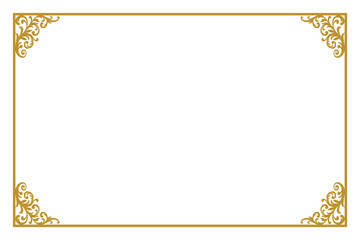 エレガントなゴールドの飾り枠／横型フレームのベクター素材