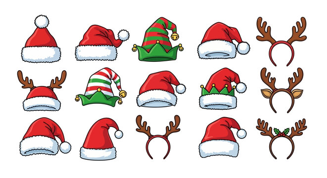 Festive Holiday Headwear Collection Hats and Antlers