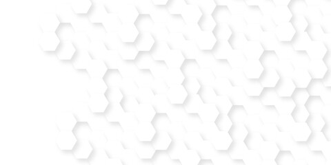 Minimal white hexagonal hexagon modern technology creative emboss light honeycomb polygonal web. abstract geometric science and mosaic tile with template texture background.	