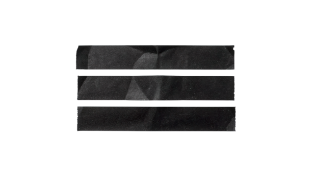 Transparent Png of Three Dark Textured Strips, Graphic Design Element, Grunge Distressed Tape Segments, Abstract Overlay Component