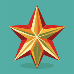 Obraz premium A vibrant three dimensional red and gold star with sharp points casting a subtle shadow on a teal background